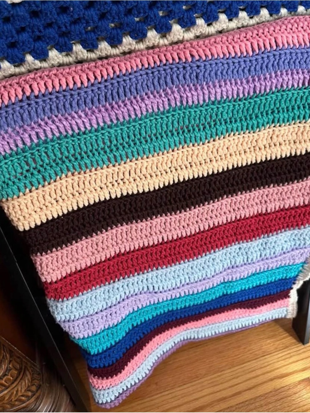 Vintage Homemade Throw/Afghan multi color granny cottage core
